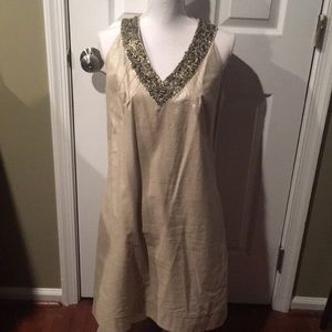 Worthington gold beaded trim sleeveless dress 💐Spring sale